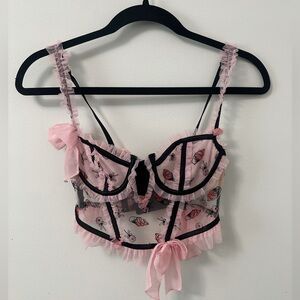 For love and lemons Pink and Black Sheer Lace Bralette